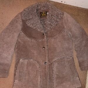 Vintage Y2K Western Cowboy 70s Leather Coat Jacket 42 L Shearling USA Men's